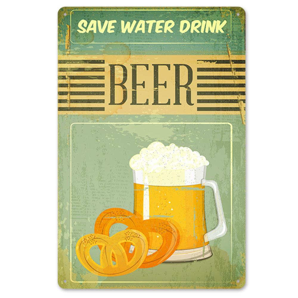 Save Water Drink Beer Vintage Metal Tin Signs Poster Retro Tin Poster Home Bar Pubs Wall Decoration 1 Pcs