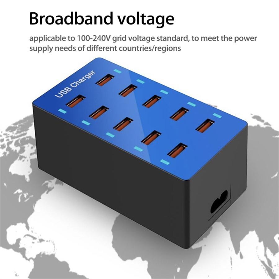 10-портовая док-станция-хаб для зарядки USB с быстрой зарядкой для мобильного телефона, часов, новая