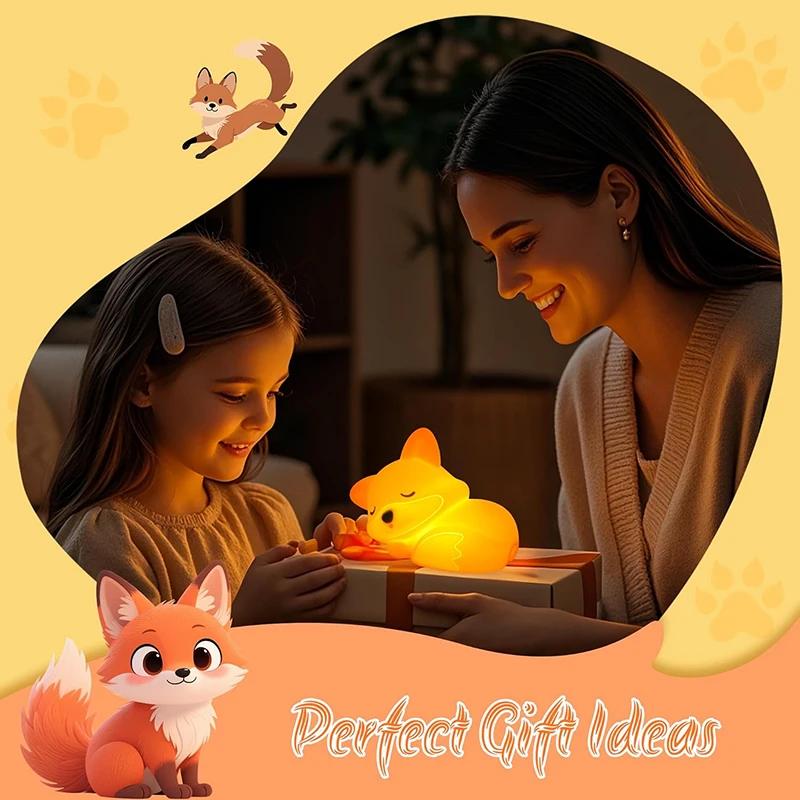 New Little Fox Night Light Silicone Clap Light Bedroom Atmosphere Bed Light Charging USB Creative Fox Night Light Rechargeable