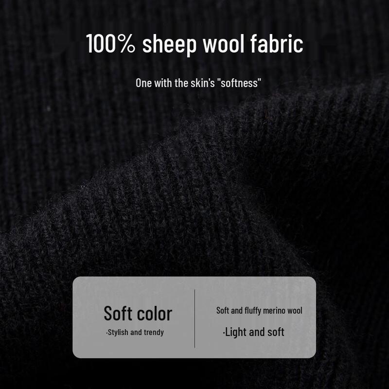 TUHUANG Women's 100% Wool Color-Block Ribbed Slim Fit Base Layer Sweater