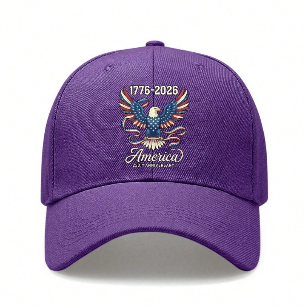 [Patriotic Baseball Cap] 250Th Anniversary Eagle Print Polyester Adjustable Unisex Breathable Lightweight Sun Protection Curved Brim Outdoor Sports