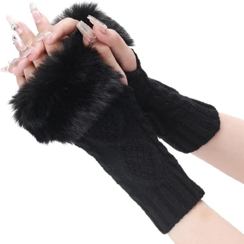 Утеплители для рук, перчатки без пальцев с отверстием для большого пальца, вязаные варежки, зимний подарок, теплые перчатки для женщин