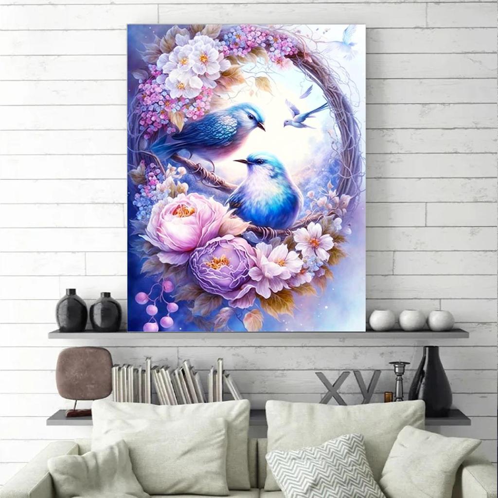 Frame Painting By Numbers For Adults Beginner Kits Birds And Flowers Picture With Numbers For Home Artwork 40x50cm