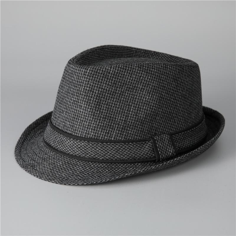 In The Elderly British Style Men'S Top Hat Spring And Autumn Old Man Gentleman Hat Dad Woolen Thousand Bird Grid Jazz Hat Winter