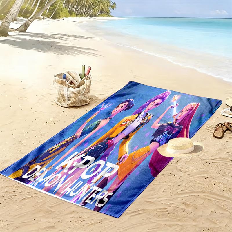 1pc Kpop Demon Hunters Beach Towel, A Vibrant Beach Towel Suitable for Outdoor Activities, Camping, Hiking