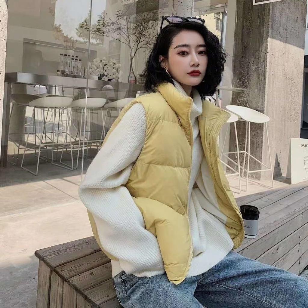 Осень и зима новый женский пуховый жилет короткий жилет женский свободный и легкий белый жилет из утиного пуха жилет с подкладкой из пуха прилив