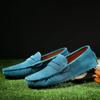Fashion Classic Blue Loafers Shoes Men Breathable Suede Leather Casual Shoes Men Flats Slip-on Driving Shoes Men Peas Shoes Big Size 49
