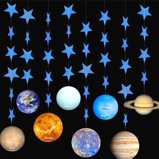 1 комплект подвесной флаг, реалистичный вид, гладкий край с блестящими звездами, износостойкий, широкое применение, Вселенная, восемь планет, настенное украшение