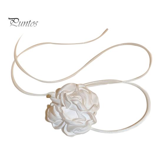 Женское колье-чокер с 3D цветком розы, черно-белое элегантное ожерелье на шнуровке с регулируемым воротником на бретельках, товары для вечеринок