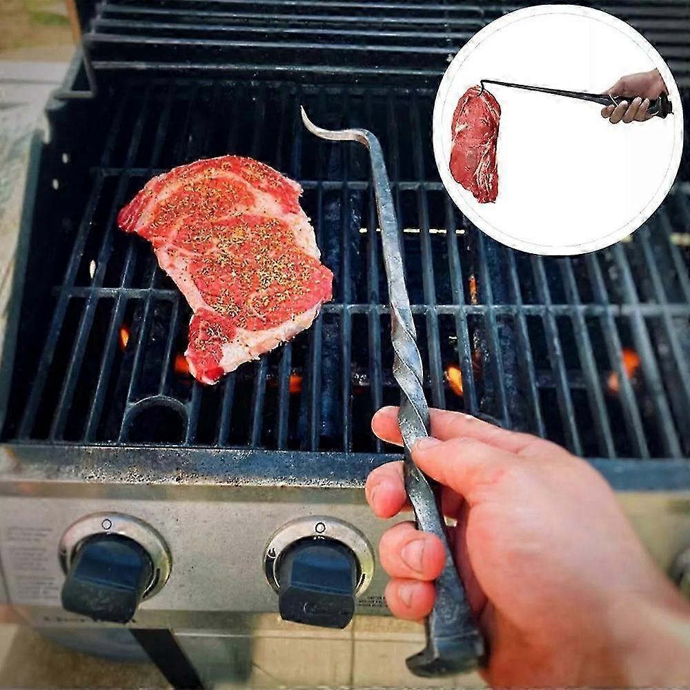 Stainless Steel BBQ Food Flipper Meat Turner Hook 16" Grill Spatula for Grilling, Cooking, Flipping Burgers Steaks