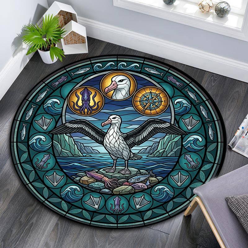 Penguin Arctic Wildlife Scene Round Area Rug Under Office Chairs Bedroom Living Room Home Decor