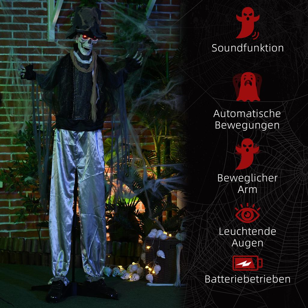 Halloween ghost, Halloween decoration, sound function, with motion sensor and LED lights, 101 cm x 64 cm x 178 cm