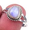 Кольцо из чистого серебра 925 пробы с натуральным радужным лунным камнем ручной работы, размер 9 s2U59
