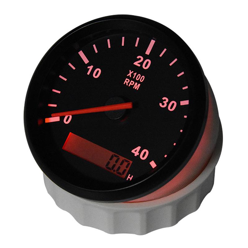 85mm Tachometer Car Tacho Sensor Marine with LCD Hourmeter Digital 4000 RPM Meter for Boat Motorcycle 12V 24V Red Backlight