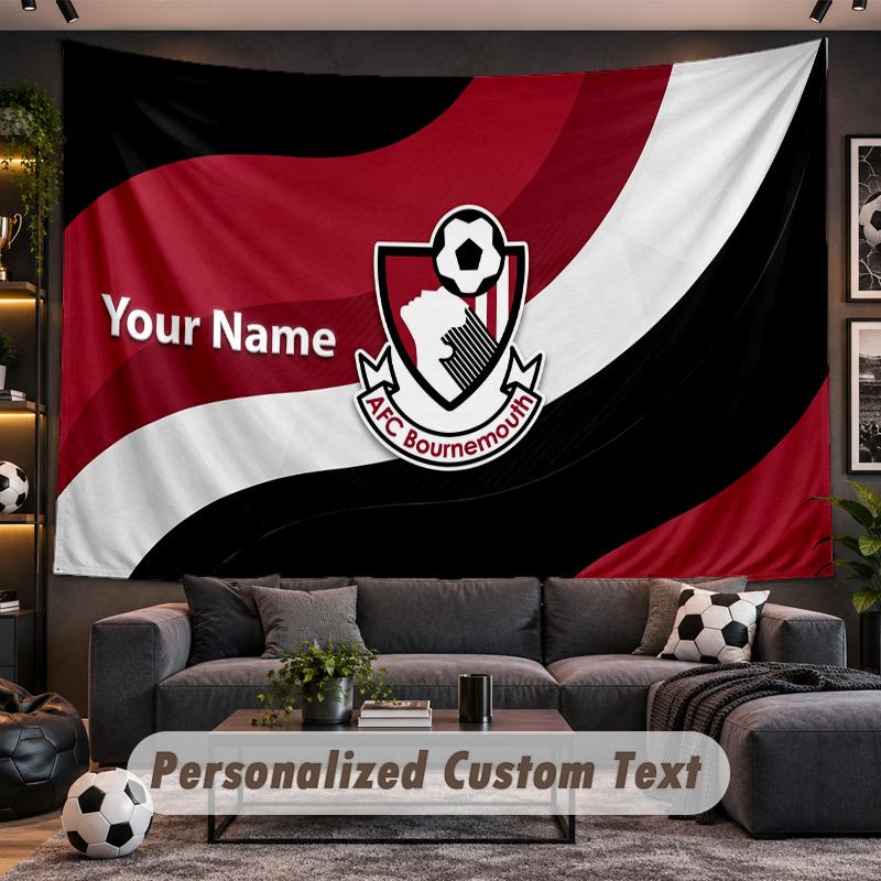 Bournemouth Football Personalized Tapestry Support Custom Name, Wall Art Home Decoration