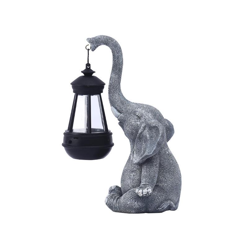 2024 Новое украшение для сада на открытом воздухе Слон Украшение на солнечной батарее Домашний двор Ландшафтный декор Изделия из смолы