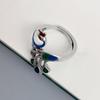 Personality Peacock Open Rings Exaggerated Alloy Women Finger Rings Ancient silver Gothic Enamel Retro Ring Punk