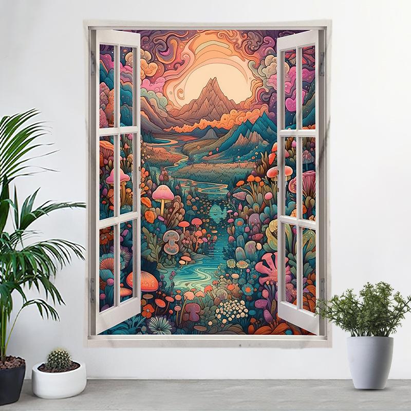 Ткань для подвешивания на окна Пейзаж Цифровая печать Гобелен Украшение спальни Ткань Фотофон Ткань Стена спальни Ткань