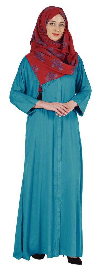 Bimba Islamic Clothes For Women Long Prayer Robe Maxi W Printed Hijab Rayon Abaya Front Button Muslim
