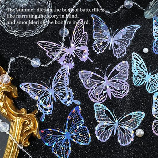 20 шт. полых резных наклеек-бабочек, украшения, 3D-ослепительные зеркальные металлические наклейки-бабочки для скрапбукинга, расходных материалов для журналов