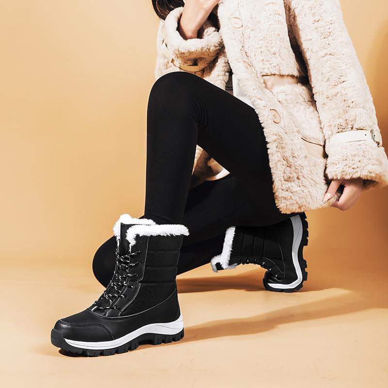 TUINANLE Зимние сапоги, плюшевые теплые ботильоны для женщин, зимняя обувь, водонепроницаемые ботинки, женская зимняя обувь