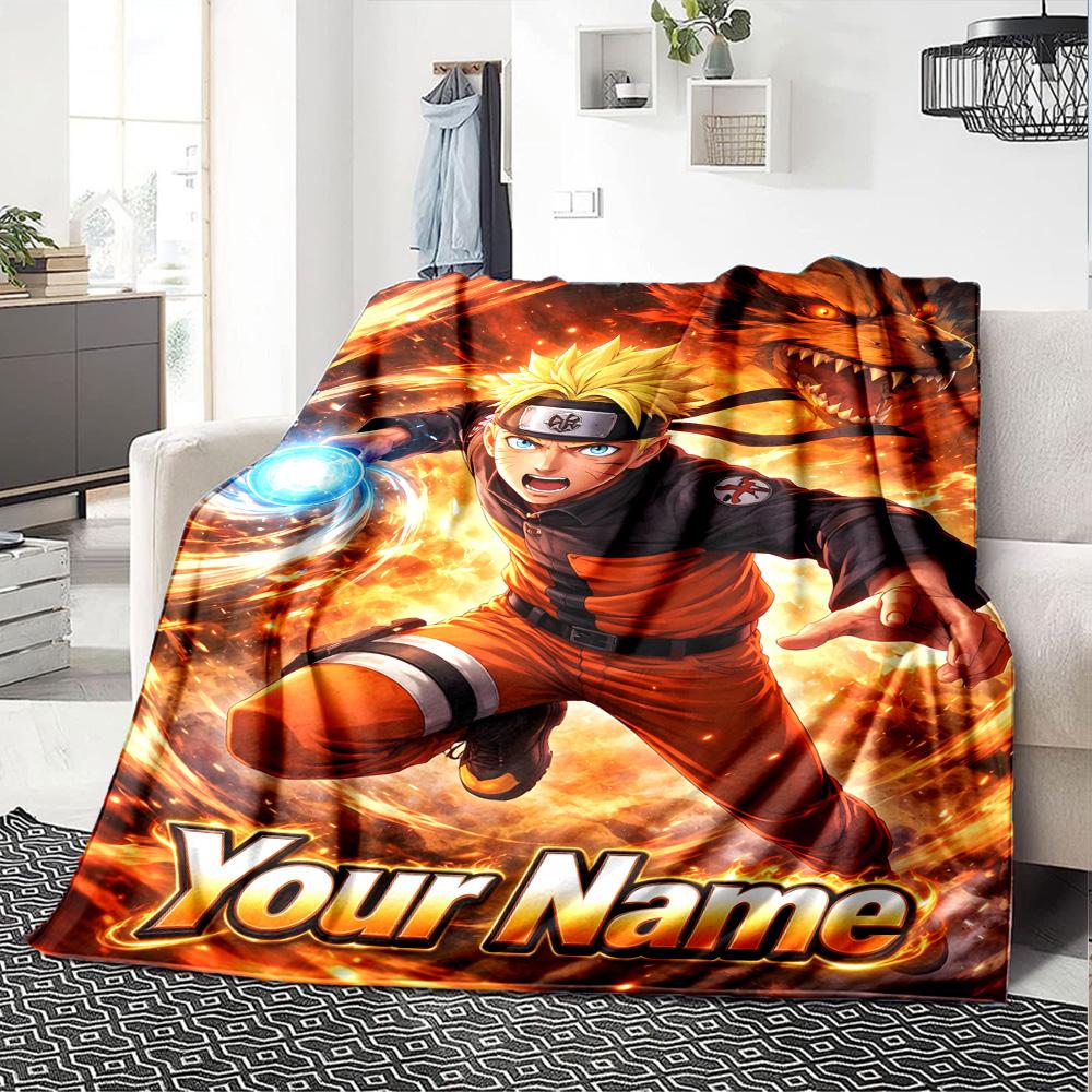 1pc Personalized Name Naruto Blanket, Gift, for Men and Women, Soft Blanket, Good for Sofa Bed Couch Travel, Lightweight Flannel Blanket