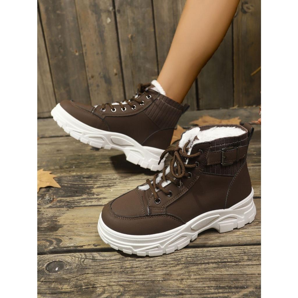 Ladies, Suede Shoes, Lace Up Shoes, Thick Soled Shoes, Snow Boots, Warm Shoes, Thick Shoes, Comfortable, Casual Shoes, Short Boots