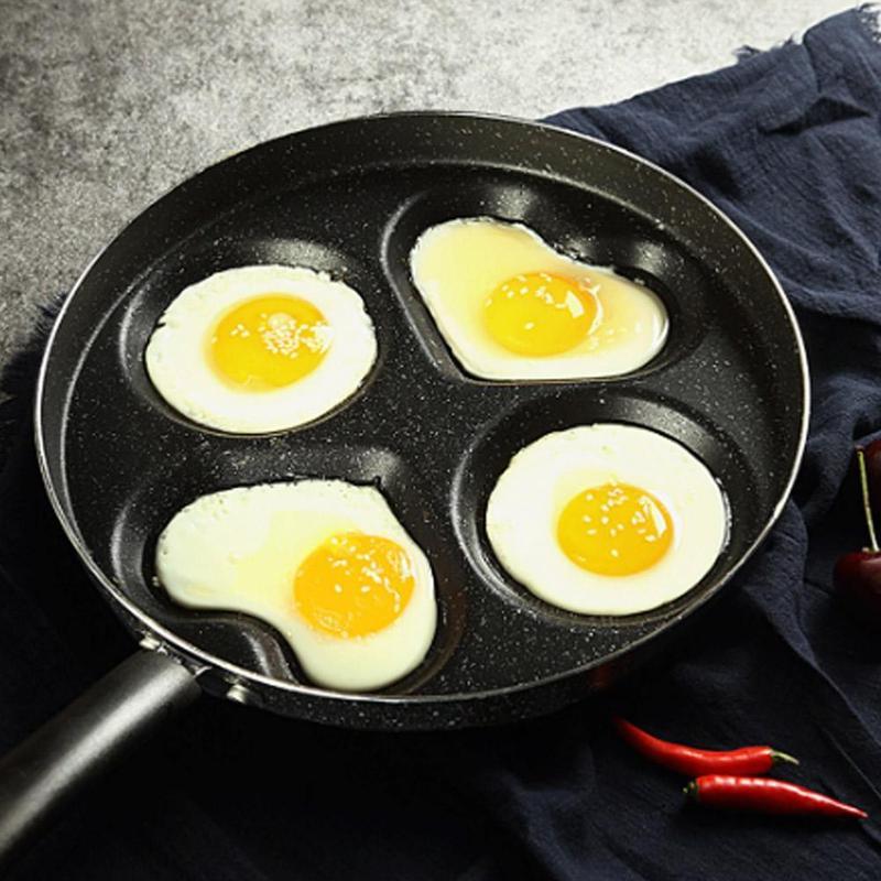 Сковорода с 4 отверстиями, утолщенная сковорода для омлета, антипригарные сковороды, сковорода для стейков, сковорода для приготовления пищи, кухонная утварь, двойная для блинов, яиц, ветчины O1Q1