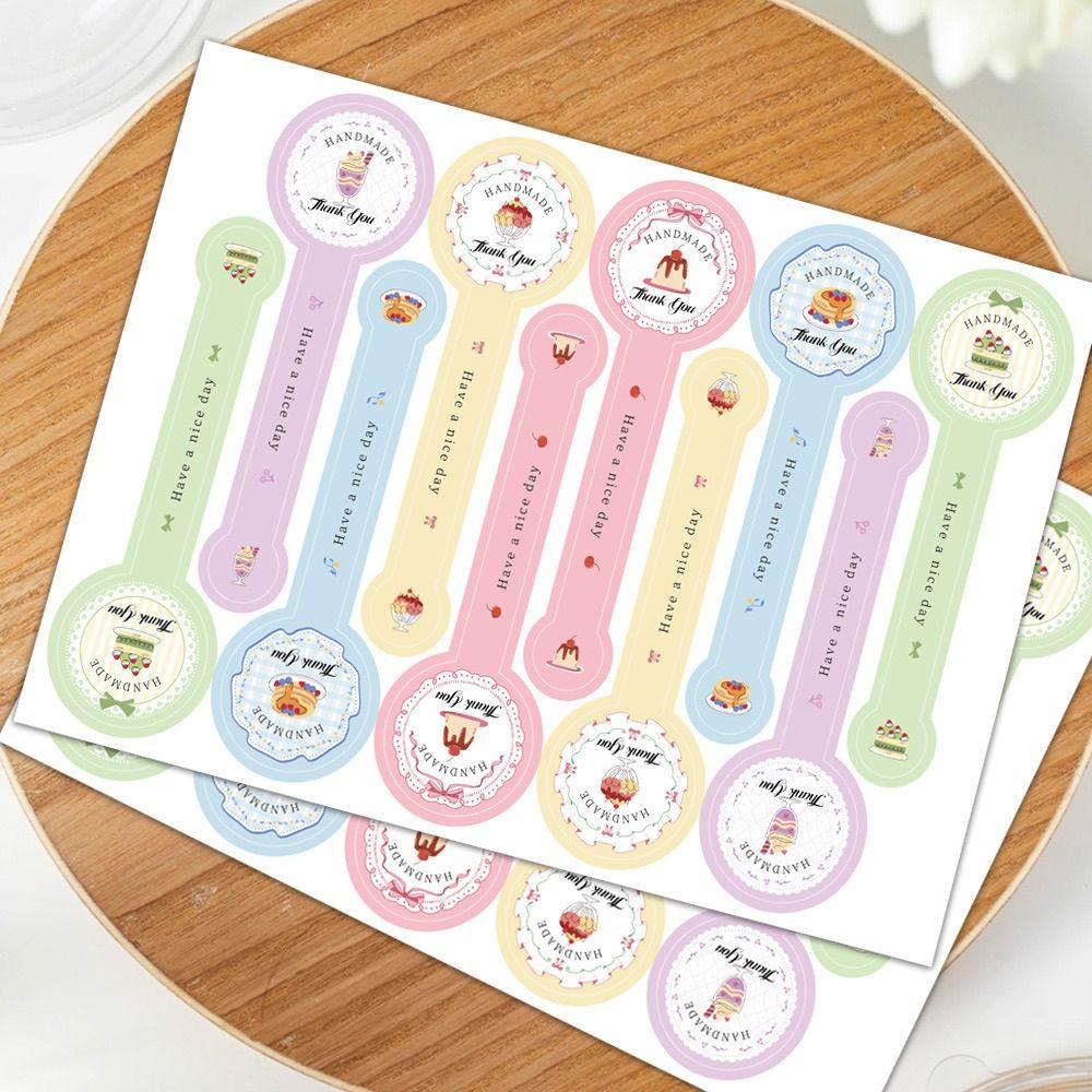 100PCS Thank You Seal Stickers Handmade Multicolor Long Strip Label DIY Accessories Self-adhesive Wrapping Decorative Sticker