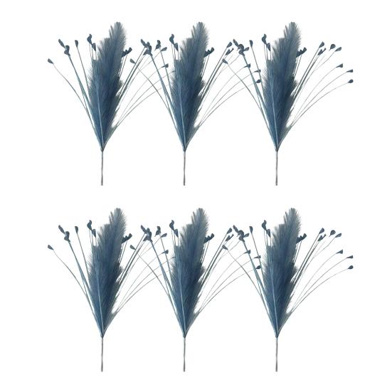 6 шт. Декор из искусственной пампасной травы 17,7" Короткие пушистые искусственные ветки пампасов Многоцветные искусственные помпоны
