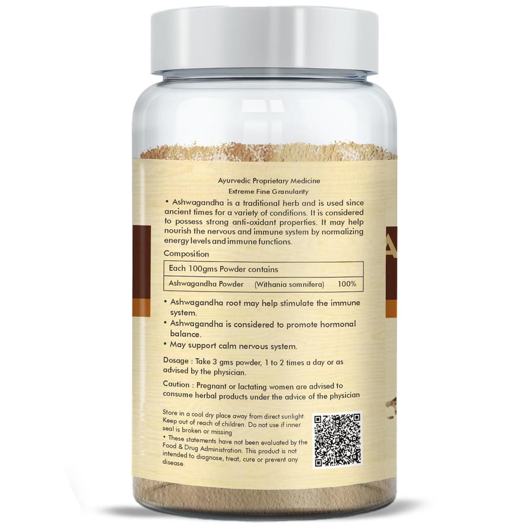 Herbal Hills Порошок Ашваганды, (Упаковка 100 г) | Поддерживает снятие стресса и уровень энергии | Ашваганда Чурна для иммунитета, силы и жизненной силы |