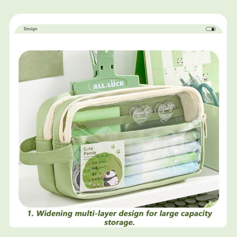 Handheld Pencil Case Transparent Stationery Organizer Simple Stationery Bag Students