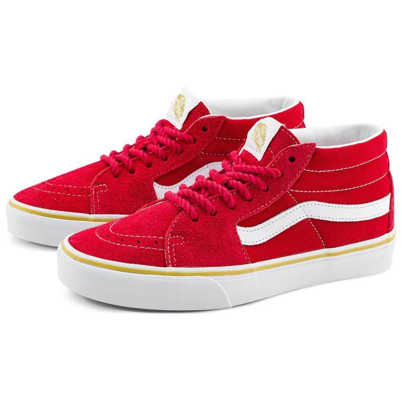 Vans Кеды для скейтборда SK8 MID Top Унисекс Красные Белые Кроссовки VN000BWEJV6