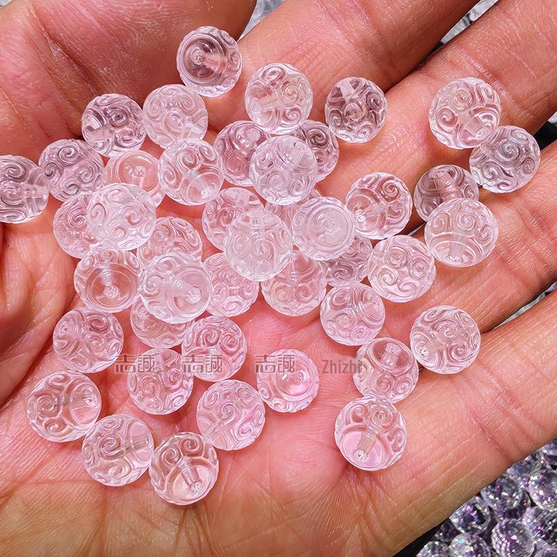 Бусины из натурального белого кристалла с узором «облако» для браслетов и ожерелий, круглые бусины 10-12 мм