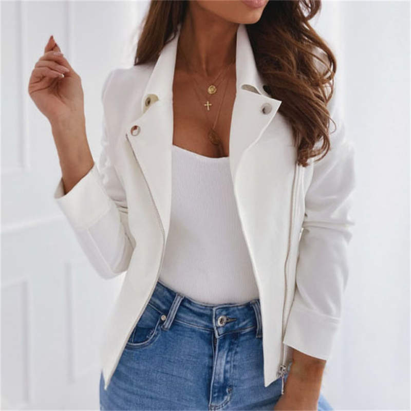 Women's Clothing Fashion Short Coat Deerskin Velvet New Zipper Slim Lapel