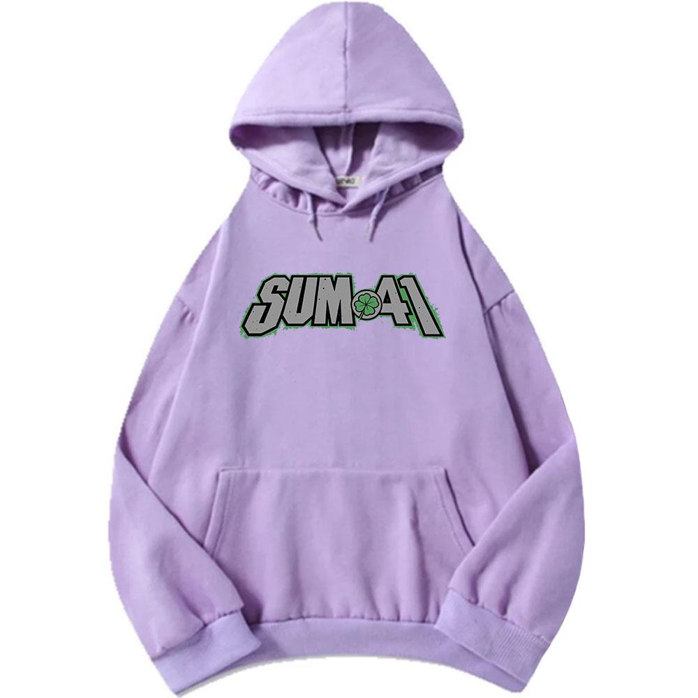 Men Women Sum41 Clover Graphic Hoodie Long Sleeve Pullover Hooded Sweatshirt Rock Band Streetwear Casual Couple Sudadera Tops