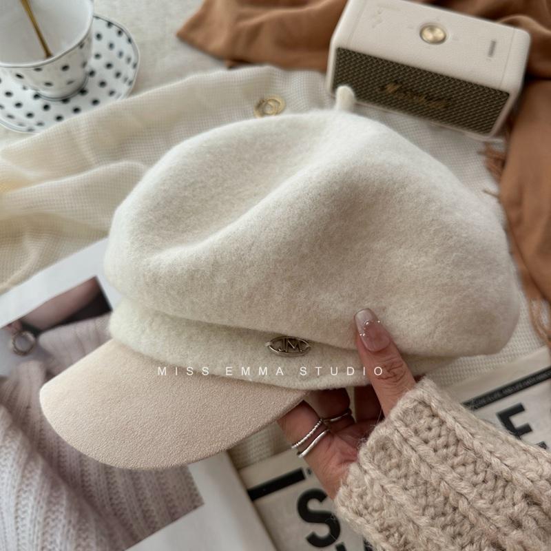 Шерстяная шляпа газетчика женская осенне-зимняя шляпа звездчатый анис облака берет с утиным язычком показывающий лицо маленькая фетровая шляпа в стиле ретро