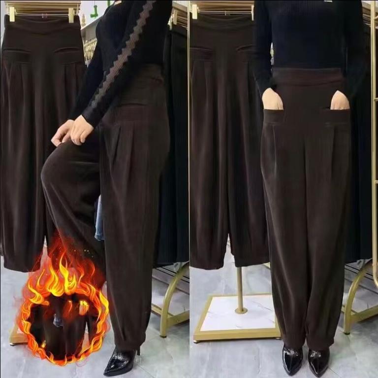 Autumn Winter Women's High-Waisted Corduroy Chenille Harem Pants Lantern Pants Loose Fit