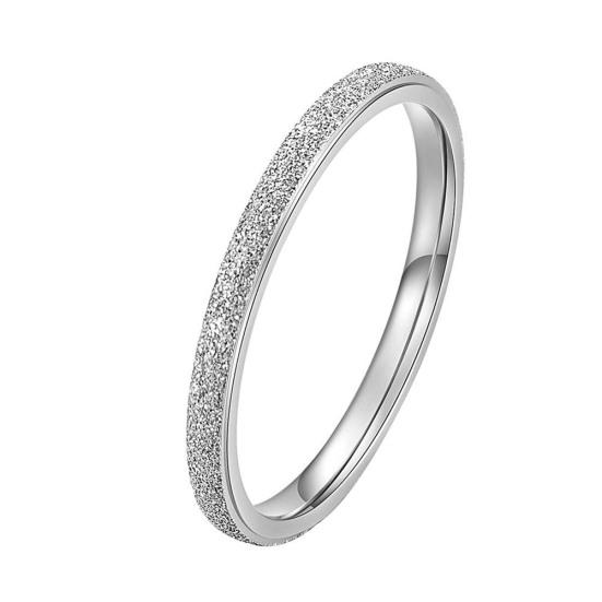 Glitter Matte Slim Band Titanium Steel Finger Ring Bridal Wedding Jewelry Gift