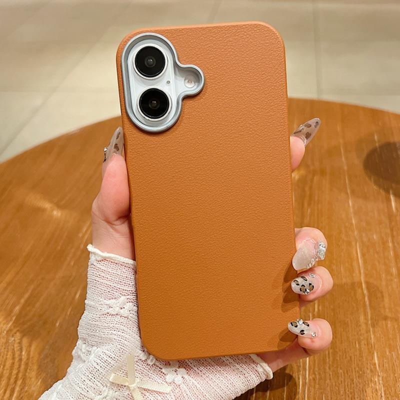 Magnetic Leather Texture Case For iPhone 13 14 Pro Max 12 11 15 16 Pro Max Luxury Built-in Metal Plate Matte Slim Silicone Cover