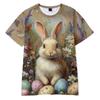 Men's T-shirt 3D Easter Bunny Printed Short Sleeve T-shirt Daily Wear Cute Cartoon Printed Fashion Casual Round Neck T-shirt