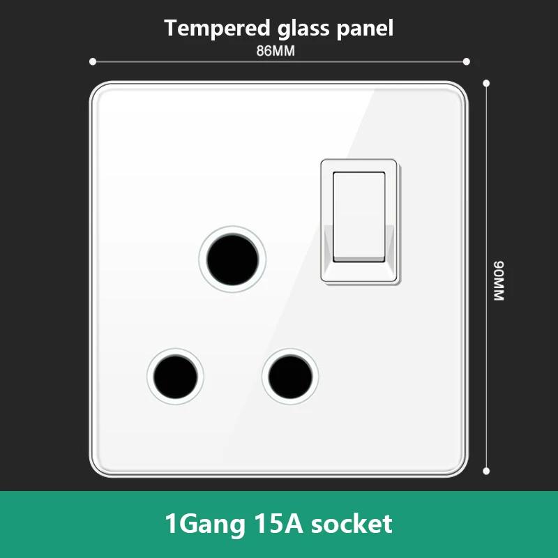UN UK RU Standard Wall Light Switch Power Socket,18W Plug Type-C USB Quick Charging Universal 5-pin Tempered Glass Socket Outlet