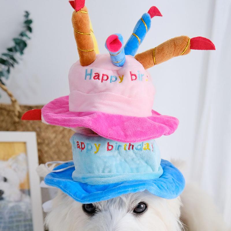 Dog Hat Pet Dog Cat Hat Birthday Cake Cap Pet Birthday Party Costume Accessories Cartoon Pet Dog Dress Up Hat Pet Supplies