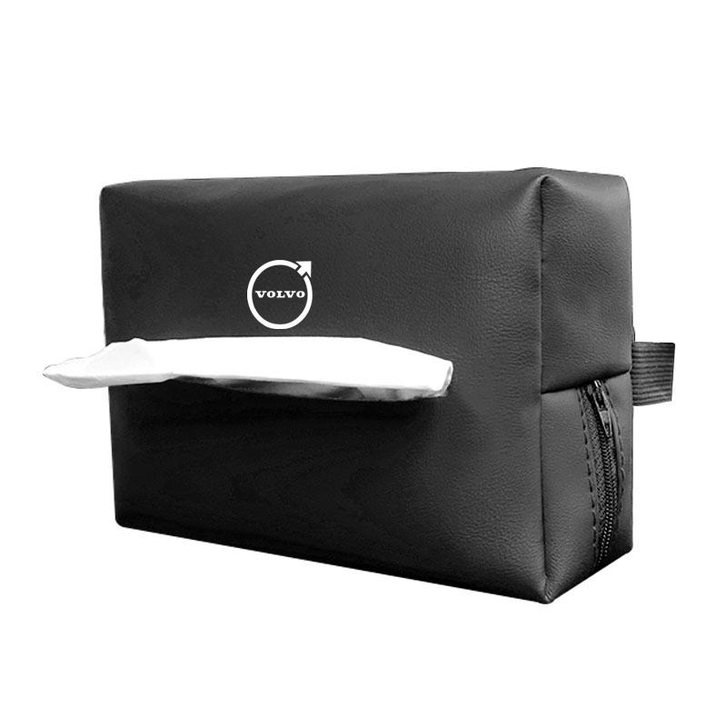 Leather Car Tissue Box Sun Visor Seat Back Hanging Bag Accessories For Volvo Rdesign V60 V40 XC90 S60 C30 XC60 V50 V70 S90 AWD
