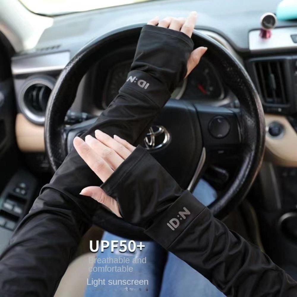 Solid Color Sunscreen Sleeves Ice Silk Ice Silk Gloves New Long Mittens Summer