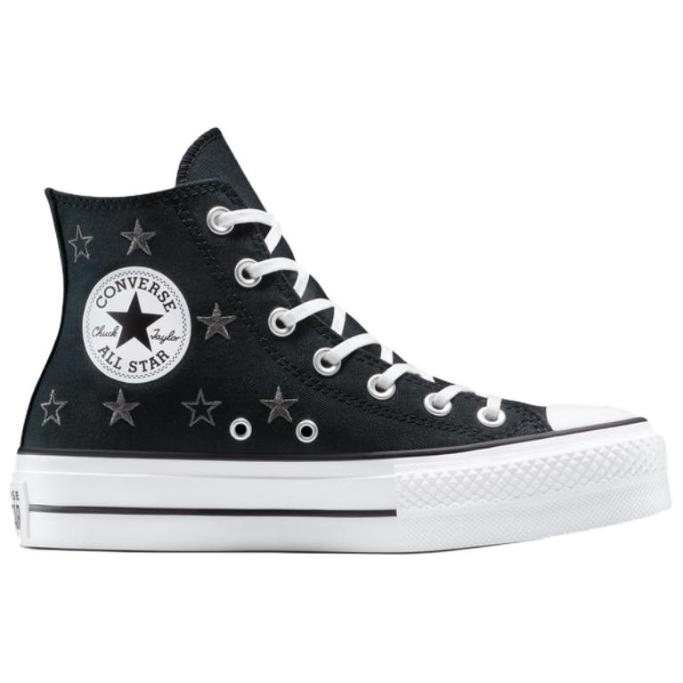 Converse All Star Lift Удобные Модные Высокие Кеды из Канваса Женские Черно-белые