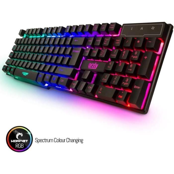 Kit de jeu 4 en 1 - Orzly - RX250 - Clavier rétroéclairé AZERTY - Souris 3200 DPI - Casque stéréo