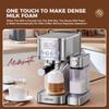 Electric Coffee Machine with Milk Frothing System 3 Temperature Adjustable 20Bar Pre-brew Coffee