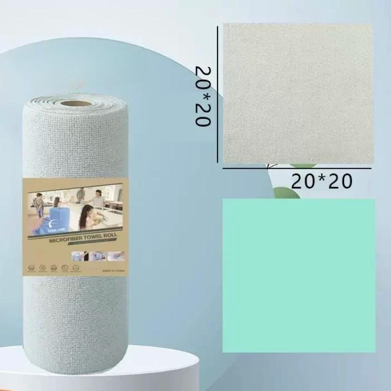 Одноразовый рулон кухонных полотенец 20 шт. Микрофибровые полотенца 20x20 см Чистящие салфетки Многоразовые стирающиеся полотенца Ручное отрывание Кухонные салфетки