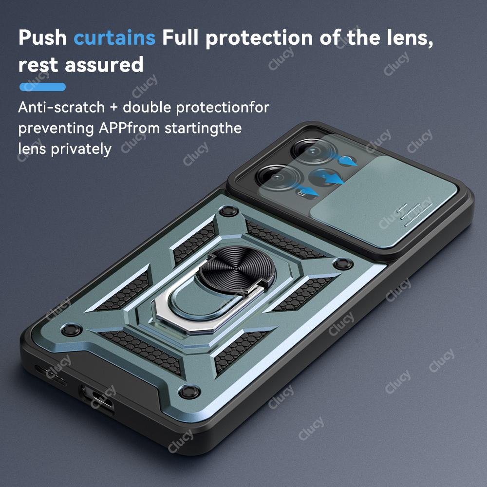 For Xiaomi Mi Poco X5 X4 Pro Camera Shockproof Armor Case For Redmi Note 12 11 Pro 11S Car Magnetic Holder Ring Protect Cover